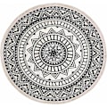 Pikkukuva 1 / 5: Pyöreä matto, 120 cm, hapsutettu pyöreä matto, liukumaton, käsin kudottu ja helppo puhdistaa, boheemi mandala-kuvio, puuvillamatto-Fei Yu