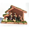Miniatyrbillede 1 af 5: Traditionel Julekrybbe, Elegant Profil Julekrybbe Sæt, Harpiks Træ Hjemme Julekrybbe Sæt, Juledekoration Bordvisning Ornament - 16x7.5x1