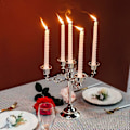 Miniatyrbilde 3 av 5: Sølv Candelabra Lysestake 5-Arm Lysestaker 27cm Høy Representerer Spisslys for Midtstykker Bursdagsfest Bryllup Spisebord Chris