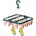 Miniatyrbild 1 av 5: Sock Drying Rack, Sock Drying Rack med 32 klämmor för underkläder, strumpor, hållbara klädnypor i plast för inomhus- och utomhusbruk