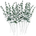 Miniatyrbilde 1 av 5: 24 stk Kunstige Eucalyptusblader Stilker Ekte Grågrønn Berøring Grener for Hjem Kontor Bryllup Midtpunkt Bankett Blomsterdekorasjon