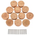 Miniatyrbilde 2 av 5: Boho Rattan Dørhåndtak Håndvevd Flettet Rundt Tre Skuffeknapper og Skruer for Boho Møbelknapper 12 Stykker