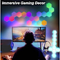 Miniatyrbild 4 av 5: LED-panel väggmonterad med fjärrkontroll, smarta lampor hexagonala touch-kontroll RGB-spellampa nattlampor DIY geometri sammanfogningsmodul för spel