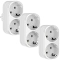 Miniatyrbilde 1 av 5: 3 stk stikkontaktadapter, 2 i 1 dobbel trippelstikkontakt 16A/250V, 3680W maks multistikkontakt dobbeltstikkontakt EU-pluggadapter