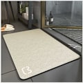 Miniatyrbillede 1 af 5: Anti-Skrid Sikkerhedsbademåtte Superabsorberende Diatomit Badeværelsesmåtte Mikrofiber Badekar Måtte Blød Brusemåtte Hurtigttørrende (Beige, 50 80)