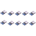 Miniatyrbillede 1 af 5: 10 stk. Serie USB 3.1 Type C-stik 14-bens sokkel Gennemhul PCB 180 Vertikal afskærmning USB-C1