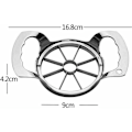 Miniatyrbillede 2 af 5: Æbleskærer i rustfrit stål, æbleskærer, æblekernefjerner, 8 blade, sølv, 16,8 x 9 cm -