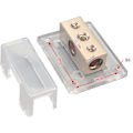 Miniatyrbilde 3 av 3: Fordelingsblokk Splitter Strøm/Jordkabel for Bilstereo Solcelleforsterker 2 Veis 1/0Ga RV Bildeler