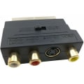 Pikkukuva 4 / 4: RGB Scart 21-pinninen uros - 3 RCA AV naaras -muunnin + videoadapteri (musta)