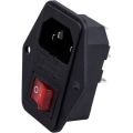 Miniatyrbillede 2 af 5: Han-stikkontakt med afbryder og sikring, 3-benet, 10A, 250V, C14 IEC320