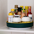 Miniatyrbilde 2 av 5: 360° roterende krydderhylle-arrangørholder Kjøkkenoppbevaringsbrett Lazy Susan-rekvisita for bad, skap - Hvit + Grå