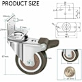 Pikkukuva 2 / 5: 4 kpl pyöriviä pyöriä 50 mm, 100 kg huonekalupyörät, L-muotoinen huonekalupyörä jarrulla 360° kierto, sisä- ja ulkokäyttöön (2 pyörää jarrulla)