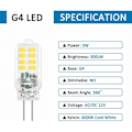 Miniatyrbild 2 av 5: G4 LED-lampa 12V 3W, Ej Dimbar, 16SMD 300LM Kalla Vit 6000K, motsvarar 25W G4 Halogenlampa, G4 LED-lampa för Kronljusstake, Landskapsbelysning, Kabin