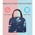 Miniatyrbillede 4 af 5: Navy Flamingo Cool Bento Taske Bento Taske Bærbar Isoleret Frokostpose Cool Frokostpose Picnic Tote Taske Isoleret Pungpose Vandtæt Lærred Damer, Sol