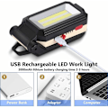 Miniatyrbillede 2 af 5: LED Arbejdslys Campinglys Genopladelig LED Spotlight Genopladelig Arbejdslys COB Værkstedslampe Lommelygte med Magnetisk Base til Garage, Ca