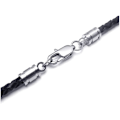 Miniatyrbild 3 av 4: Halsband - 3mm sladd - Läder - Rostfritt stål - för - Färg Svart Silver - Med väska - 70cm