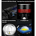 Miniatyrbillede 2 af 5: p70 lommelygte, 30000-100000 lumen høj effekt LED ultra lys stærk vandtæt lommelygte, Mest kraftfulde XLM-P70 50W lommelygte med 3 tilstande (enkelt bat