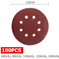 Miniatyrbillede 5 af 5: 125mm 60 80 100 120 240 Slibeskiver Runde Form Ark Polering 8 Huller Runde Form (100stk)