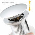 Miniatyrbilde 2 av 5: Bonde de Pop Up Sink Uten Overløp Universal Krom Kobber Avfallsbeholder for Kjøkken, Bad, Vask, Servanten