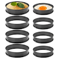 Miniatyrbilde 1 av 5: 8-pakning Non-Stick engelske muffinsringer for crumpets - rustfritt stål dobbeltrullede ringer for muffins, pannekaker