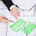 Pikkukuva 3 / 5: Sarja 6 Normografiaa luonnoksiin ja kaavioihin - Technic Shape Tracing - Ympyrät, kolmiot, neliöt, suorakaiteet Stencil - 10 Geometrisia muotoja Erilaisia