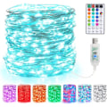 Miniatyrbillede 1 af 4: Farvede Julelys, 10m 100 LED USB 18 Farveskiftende Julelys Indendørs Sølv Julelys Fjernbetjening til Soveværelse Udendørs Juletræ