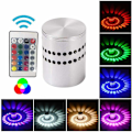 Miniatyrbild 1 av 5: Spiral LED-vägglampa i aluminium Dekoration Sovrum Veranda Entré Hall Tak Vardagsrum 3W Atmosfärslampa RGB färgad belysning med fjärrkontroll