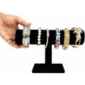 Miniatyrbillede 3 af 5: Sort Fløjl T-Bar Armbånds Smykke Display Stativ (2 Pak) - Fremvis Hjemme Organiser Holder Stativ Til Smykker, Ure, Halskæder Og Armbånd