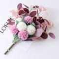 Miniatyrbillede 5 af 5: Kunstig Brudebruser Bryllupsbuket Kunstige Blomster Falsk Bold Chrysanthemum Buket DIY Falsk Blomst D