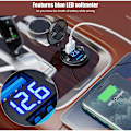 Miniatyrbillede 3 af 5: 3.0 Dobbelt USB Billader Stikkontakt 12V/25V USB-lader med Tændingskontakt til Båd Lastbil Golfvogn Sort