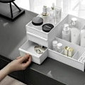 Miniatyrbillede 5 af 5: Skrivebords Kosmetik Opbevaringsboks med Skuffer, 28,5 18 13 (Hvid) - Fei Yu
