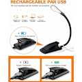 Pikkukuva 5 / 5: Lukuvalaisin, 7 LED USB-ladattava klipsi-kirjavalaisin 9 valaistustilalla (3 väriä: lämmin, kylmä ja luonnollinen), 360° joustava kaulan lukulampun valaisin