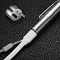 Miniatyrbillede 4 af 5: 3 stk. USB genopladelig mini LED lommelygte, rustfrit stål vandtæt lommelygte med klip + USB-kabel til mekaniker, sygeplejerske, læge