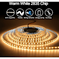 Miniatyrbillede 2 af 5: 12V LED-strimmel, 1 cm bred, 3000K LED-strimmel 5M varm hvid 2835 IP65 120 LED/M, i alt 600 LED'er LED-lysbånd til soveværelse, køkkendekoration