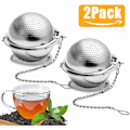 Miniatyrbillede 1 af 5: 2 stk. Teinfuser, Teefilter Fint Hul Rustfrit Stål Teinfuser Te Si, med Drypbakke, Kæde Hængsel, til Te Krydderier Sæsoning