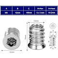 Pikkukuva 2 / 5: 100 kpl Puupuisen Kierteisen Insertoinnin Kuusiomutteri M6 x 15 mm Sinkkiseosruuvi Insertointi Kierteinen Kannenruuvi M6 Puu Insertointi Kalusteille Tuoleille Puusängyille