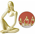 Miniatyrbillede 3 af 5: Tænkeren Statue, Resin Tænker Skulptur Abstrakt Statue Moderne Karakter Figurer Hjem Indretning Kontor Skrivebord Ornament Fødselsdagsgaver Guld Venstre