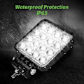 Miniatyrbilde 2 av 5: Kvadratisk LED arbeidslys 12-24V 48W 6500K IP67 LED arbeidslampe Rampe frontlys Lang rekkevidde Spot arbeidslys for lastebil traktor terrengbil Offroad SUV tåkelys