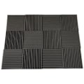 Miniatyrbild 2 av 5: Paket med 12 akustikpaneler 10 spår 1 x 12 x 12 tum akustiskt skum Studio ljudisolering Kilformade paneler med hög densitet Brandbeständiga paneler (Svart)