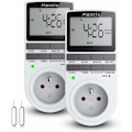 Miniatyrbillede 1 af 5: Digitale Programmerbare Stikkontakter (Pakke med 2) med Daglig/Ugentlig Digital Timer, LCD-Skærm, Tyverisikring Tilfældig Tilstand, Energibesparende, 16A/3680W Max-