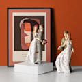 Miniatyrbillede 4 af 5: Simuleret kærlighedspar kys resin håndværk model statue dekoration bryllup ceremoni par dekoration-A