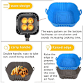 Miniatyrbild 2 av 5: Silikonform för Airfryer, Återanvändbara Airfryer-Foder 8,5 Tum, Kvadratiska Airfryer-Tillbehör, Silikon (Grå + Blå)