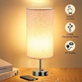 Miniatyrbild 5 av 5: Sänglampa för sovrum med 2 USB-laddningsbordlampor Kaffe Tyglampskärm för sovrum Modern belysningsarmatur EU-kontakt