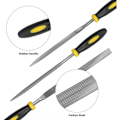 Miniatyrbillede 3 af 5: 6-delt sæt filer, 5,5 tommer nålefiler, 3 mm diameter kulstofstål filsæt med håndtag, egnet til metal, træ, glas, læder, smykker osv.