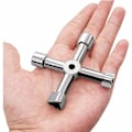 Miniatyrbilde 2 av 5: Multifunksjonell 4-veis universell trekantnøkkel, multifunksjonell, universell kryssnøkkel, for heiser, elektriske skap, ventiler (sølv)