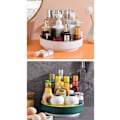 Miniatyrbilde 5 av 5: 360° roterende krydderhylle-arrangørholder Kjøkkenoppbevaringsbrett Lazy Susan-rekvisita for bad, skap - Hvit + Grå