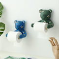 Miniatyrbillede 5 af 5: Bjørnevægophæng Rullehåndklædeholder Ingen Hul Badeværelse Opbevaringshylde Toilet Toiletpapirholder B