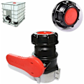 Miniatyrbilde 1 av 5: Universal IBC-adapter, kuleventil for 1000l tank, IBC avstengningsventil adapter, for regnvannstank, regnvannstank, IBC-tank (Rød, 62 mm)