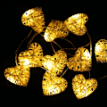 Miniatyrbillede 5 af 5: LED hjerte - 2,5 m - 10 varme hvide hjerter - LED hjertedekor til pigers soveværelse, bryllup, kommode (Batterier medfølger ikke)