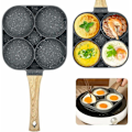 Miniatyrbillede 1 af 5: 4-Huls Pander, Pandekagepande, Lille Ægpande Non-Stick Aluminium Pandekagepande til Morgenmad Stegt Æg Hamburger til Gasskomfur og Induktionsplade